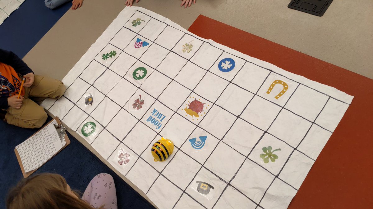 I spent all weekend making 8 of these mats for the beebots. PTL the size is perfect! Now, if I can just keep everyone from sliding up we will be good! #MaeSTEAM