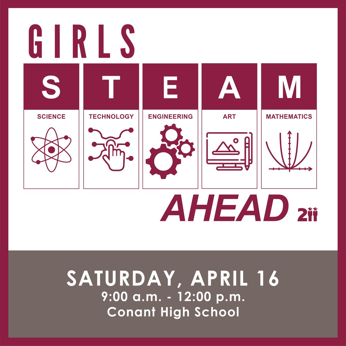 HSDistrict211's tweet photo. Girls STEAM Ahead is a program for 5th &amp; 6th Grade girls in School Districts 15 &amp; 54, &amp; private schools within the District 211 attendance area. There is no cost to attend this event. https://t.co/oiPXo1ZsRV https://t.co/ihmMwEsg26
