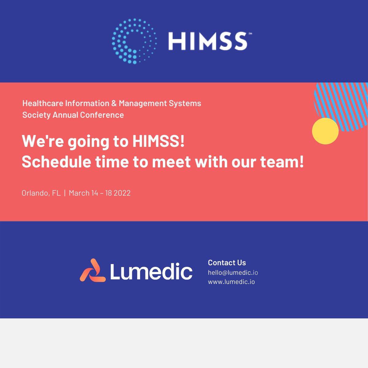 We are are here at <a href="/HIMSS/">HIMSS</a> and we want to connect with you! Use the link below to schedule time to meet with our team. ow.ly/yhZ050IcjYn #HIMSS22