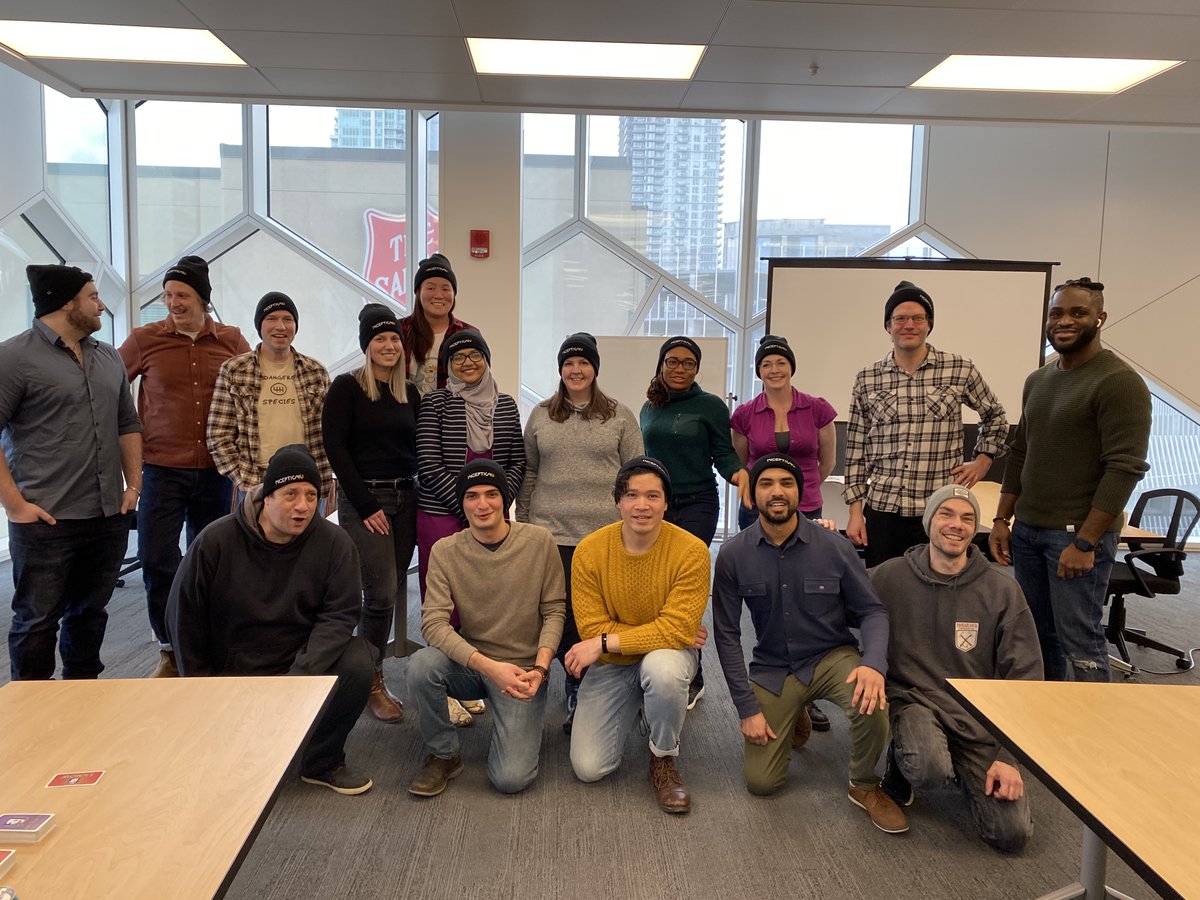 _InceptionU's tweet photo. We're celebrating the Cohort 7 learners who completed our #Evolve Full-Stack Developer program. We sent them on their way with a cool new branded Giving Toque from @locallaundry. For every toque purchased, a toque is provided to a shelter in need.

#InceptionU #swag #GivingBack https://t.co/PcoJGdWmeh