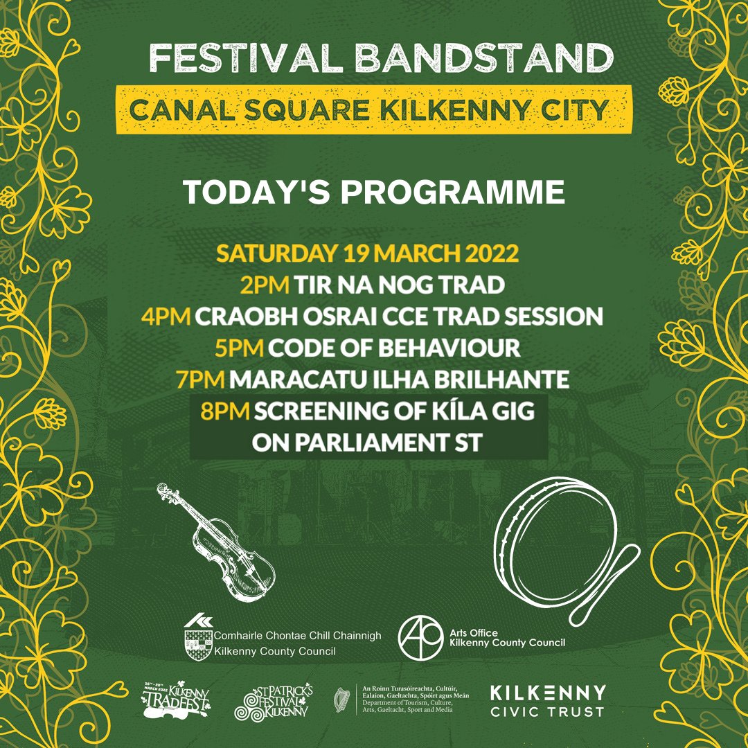 stpatrickskk's tweet photo. Wondering what's on this weekend!? See what's on at our #festivalbanstand today! 

#stpatricksdaykilkenny #stpatricksfestivalkk #spatricks @KilkennyNotices @DeptCulturelRL https://t.co/f7XfxsrVYg