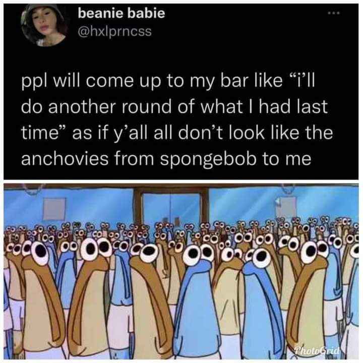 If I don't meet you three separate times, you will continue to be an anchovy to me

#podcast #hospitality #serviceindustry #restaurant #serverlife #serverproblems #bartender #bartenderproblems #hotellife #hotelproblems #comedy #Spotify #ApplePodcasts #Denver #MemeMonday