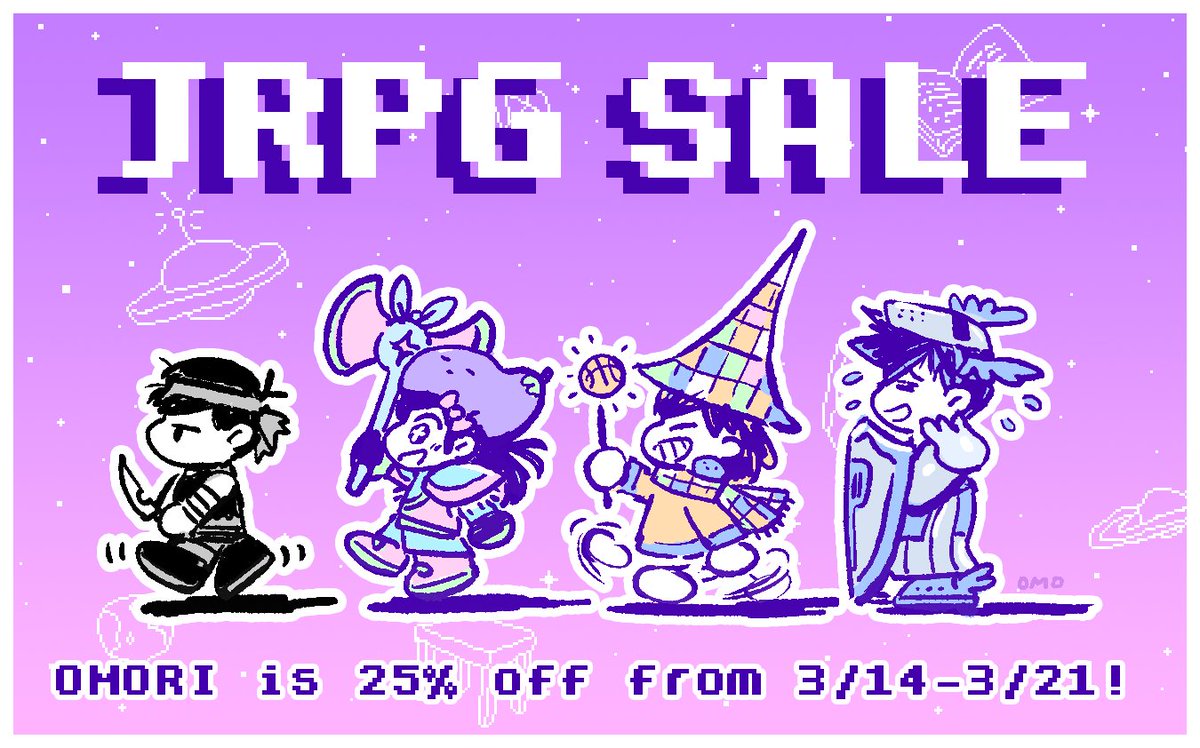 OMORI is 25% off as part of steam’s JRPG sale from now until 3/21! (store.steampowered.com/app/1150690/OM…)
