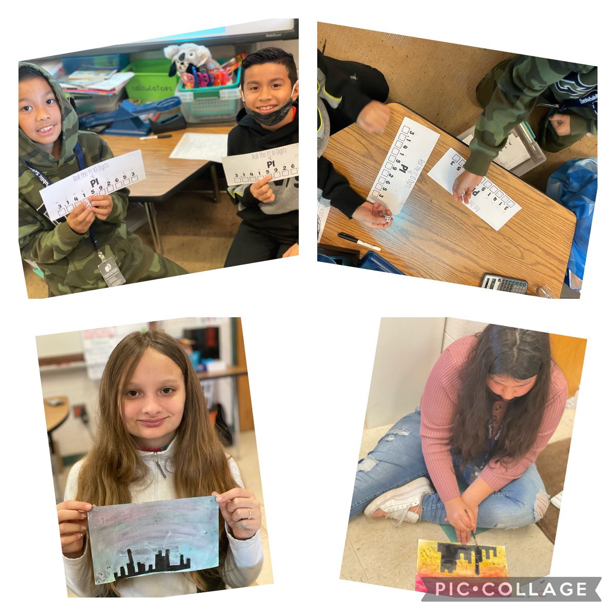 AmySnow5th's tweet photo. When it’s Pi day and part of your math curriculum you get to enjoy making pizza, playing games, and doing art with the kiddos!  #Oneccps #TeamCurtis https://t.co/1EWWspQA38