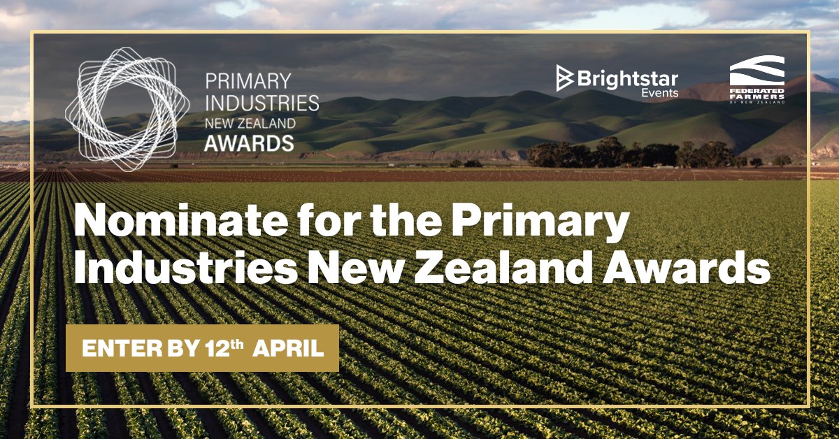 FedFarmers's tweet photo. Entries are now open for the Primary Industries New Zealand awards. Know someone in the industry worth nominating? Click the the link to check out the categories. Entries close 12th April

https://t.co/Fjy3YoPkNA

#farmingnz #NZ #pinz2022 #agriculture https://t.co/aF74HWcSXd