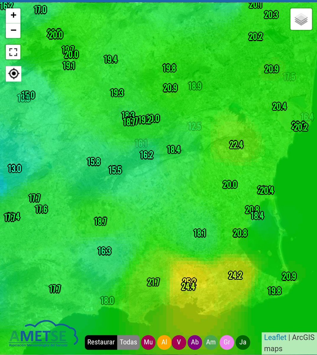 MeteoSE's tweet photo. Reventón Cálido a estas horas en la zona de Cartagena? 🧐

🖍️Lo estamos debatiendo a estas horas en el Grupo de Seguimiento @MeteoSE https://t.co/Oyd7TU0OPY