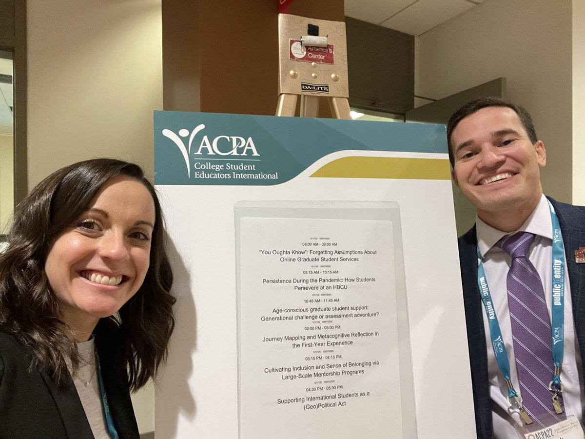 stu_ethicallead's tweet photo. Last week, two of our dynamic faculty members had the opportunity to present at the Annual ACPA Conference in St. Louis.  Thanks to Dr. Katie Friesen and Mr. Nick Martinez for sharing the amazing things happening at STU within the space of first year academics. https://t.co/6hAiYi57YJ