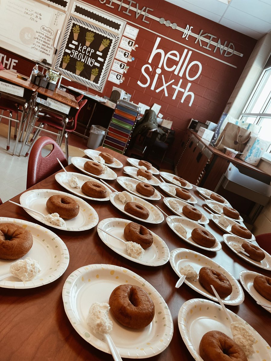 Miss_KPruitt's tweet photo. The SWEETEST way to celebrate Pi Day! Finding the area of a donut &amp; exploring Pi! 🍩 🍩🍩 

@HambrightElem https://t.co/mmx18ivxGw