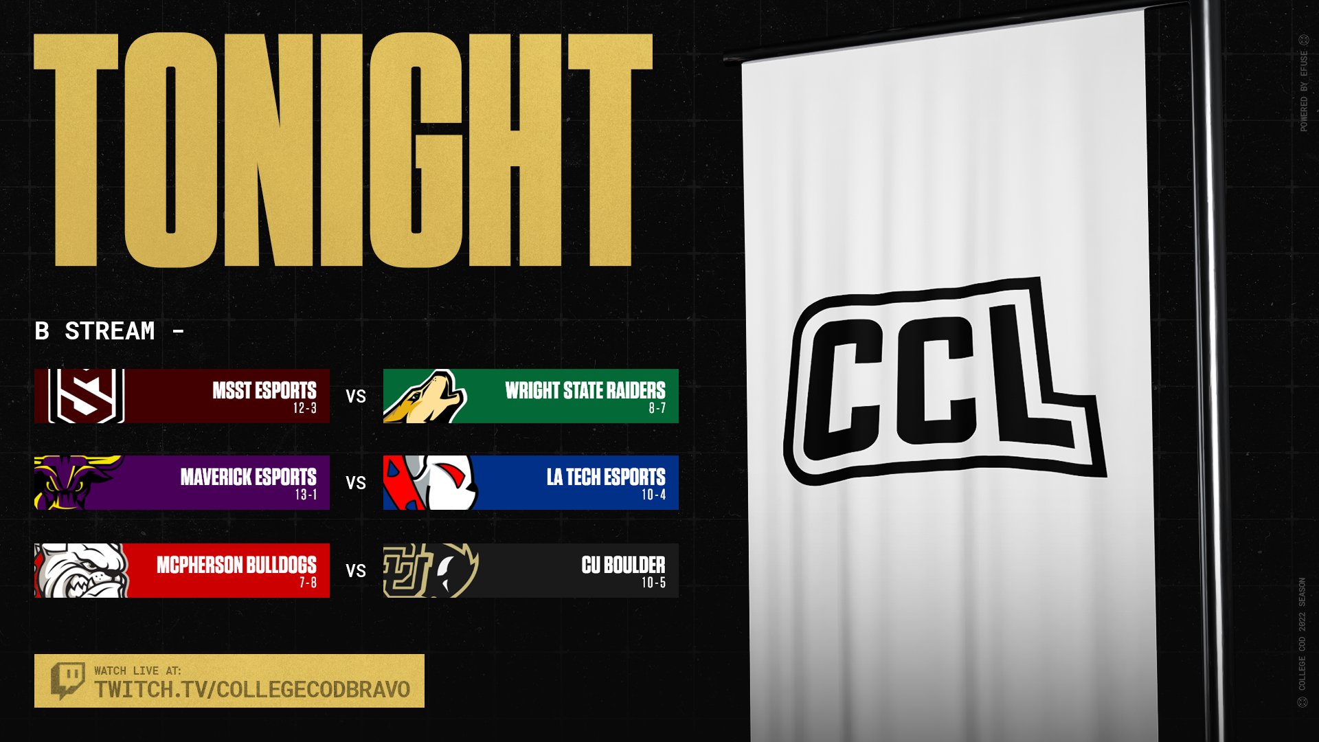 College CoD on Twitter: "#CCL2022 Week 9 continues tonight. #23