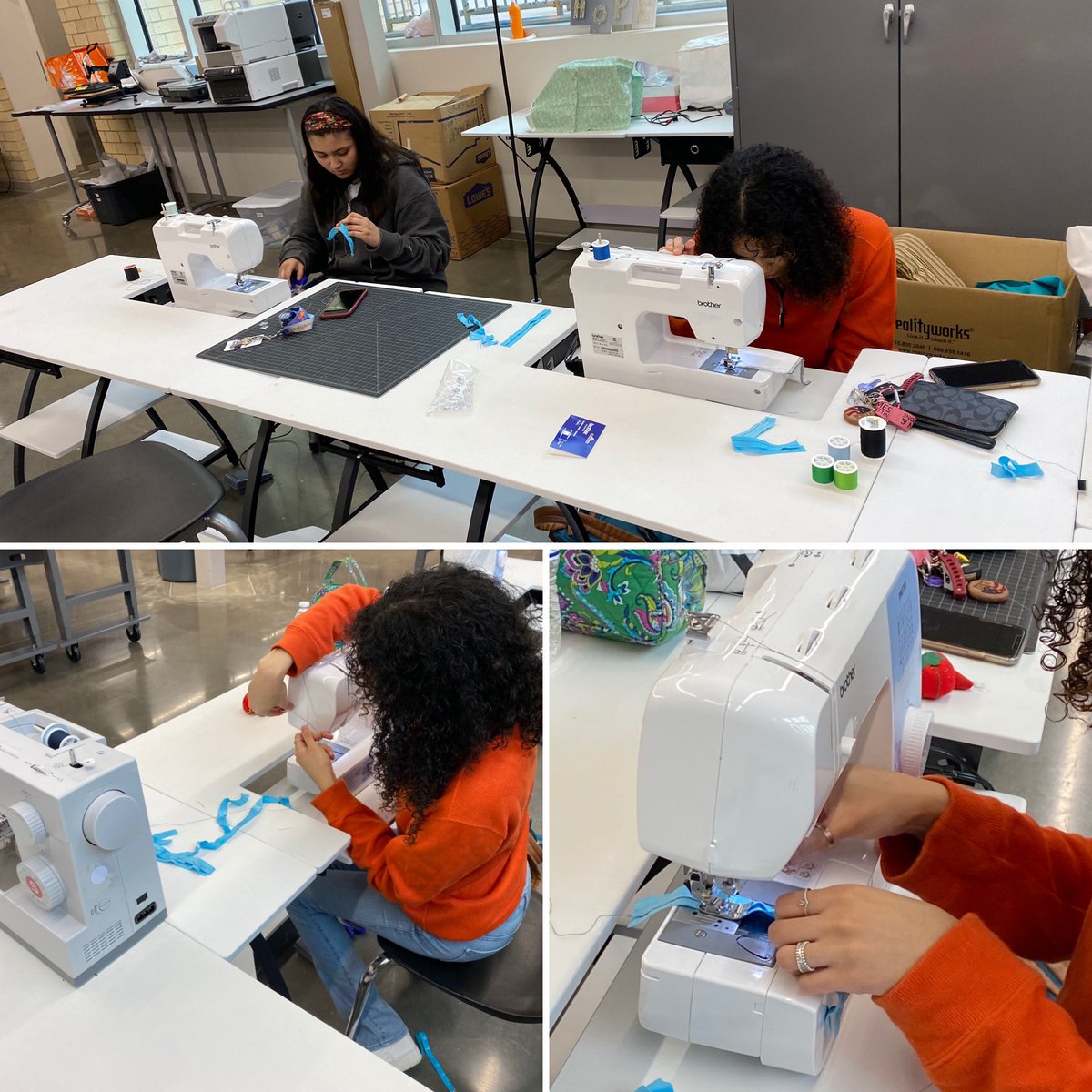 AISD_Makerspace's tweet photo. Team “Sound Haven” at AnnaHS is pulling together to get a refined prototype, logo,pitch w/video edit completed! From idea to invention, CAD(Ninja Flex &amp; ABS combo),sewing, graphic design,AV,marketing,&amp; electronics. #teamwork #projectinvent #makerCARE https://t.co/Rch77lrtiS