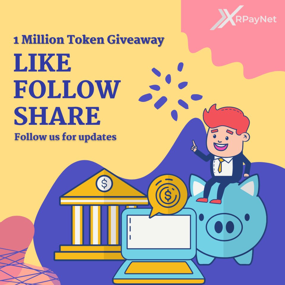 XRPayNet's tweet photo. LIKE, FOLLOW &amp; SHARE

WIN YOURSELF A MILLION XRPayNet!!

#xrpaynet #giveaway #like #share #follow #tokengiveaway #xrp #trustline #xumm #1000xgem #100xgem https://t.co/Sg1FriQNSp