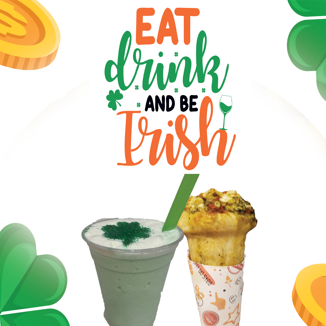 eatkonz's tweet photo. St. Patrick's Day is almost here and to celebrate we are offering Shamrock milkshakes and chicken pesto pizza cones!  
.
.
#stpatricks #stpattysday #milkshakes #pizzacone #konzpizza https://t.co/cRCCKSJJhu