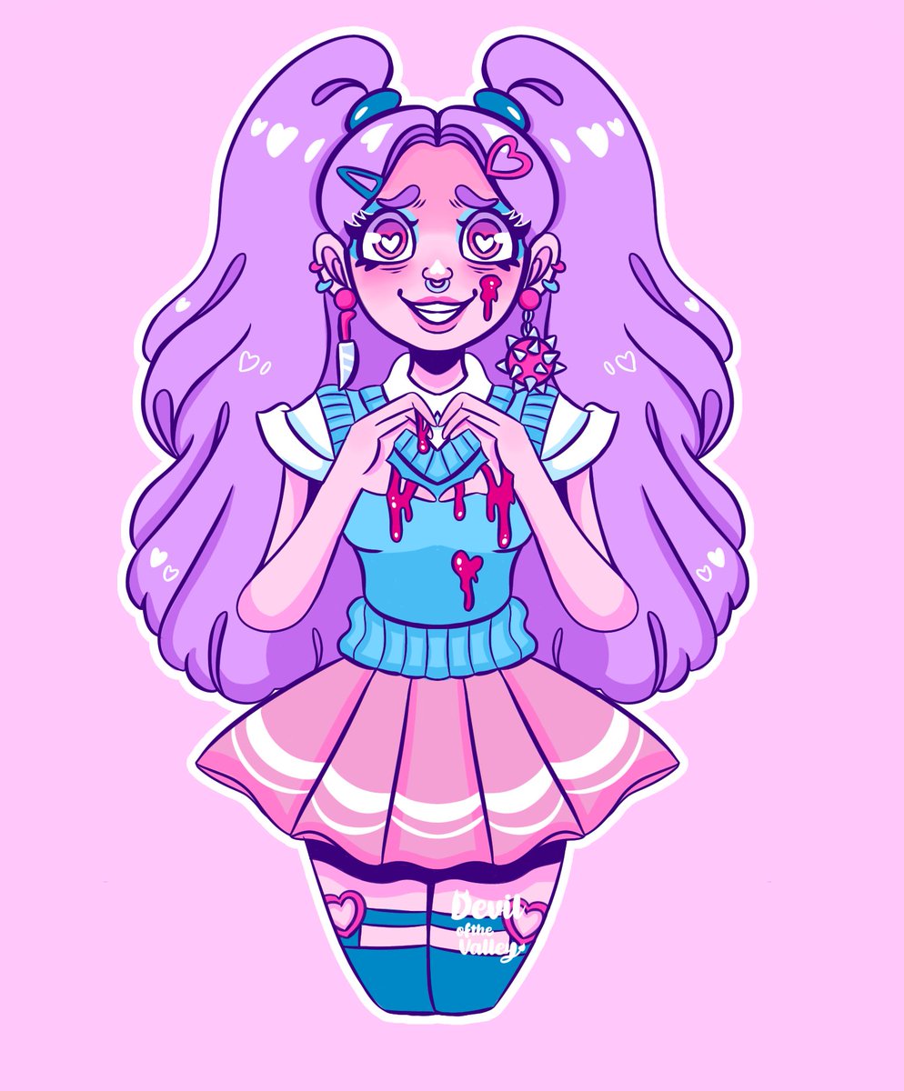 Devilofthevlly's tweet photo. February prompt : #Lovesick
#devilofthevalley #digitalart #yamikawaii #yandere #creepycute #freelanceartist #kawaiiart https://t.co/6qkh4i3HZD