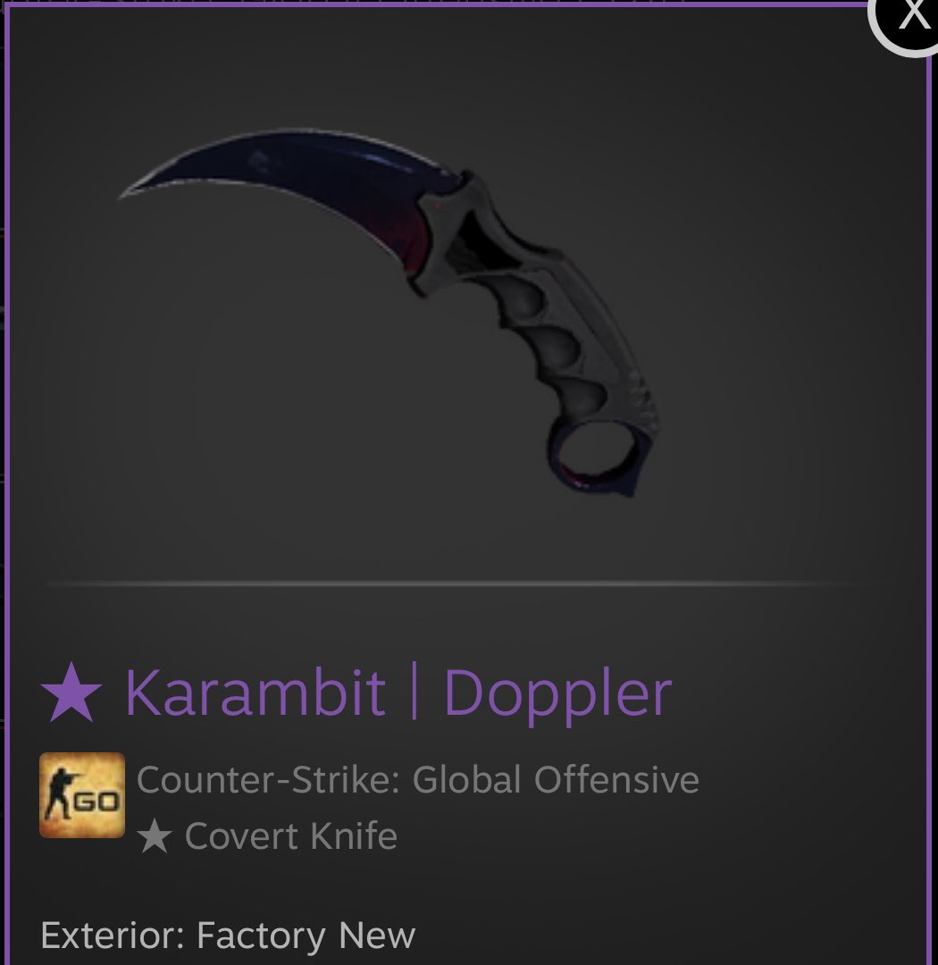 Carlinerai's tweet photo. 🔥CS:GO Knife GIVEAWAY🔥

★ Karambit Knife | Doppler [FN]

To enter:

☑️RT
☑️Tag a friend
☑️Follow me

⚡️Rolling in 4 days https://t.co/pKVEfm9Uqc