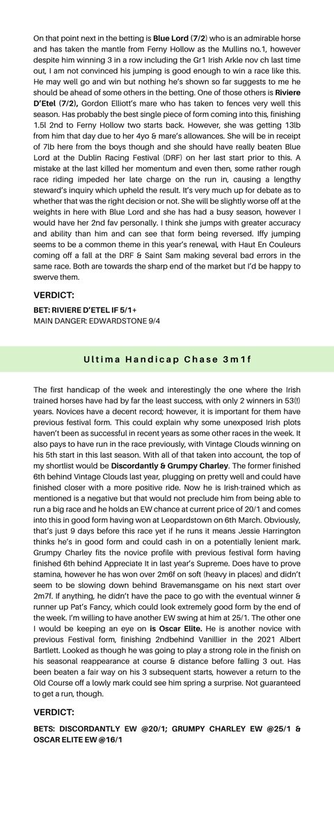 MaxBets10's tweet photo. It's finally here! Day One of the Cheltenham Festival previewed below, final tips to follow tomorrow morning! Goodnight &amp; good luck 🍀 https://t.co/uJ4wSVkSks