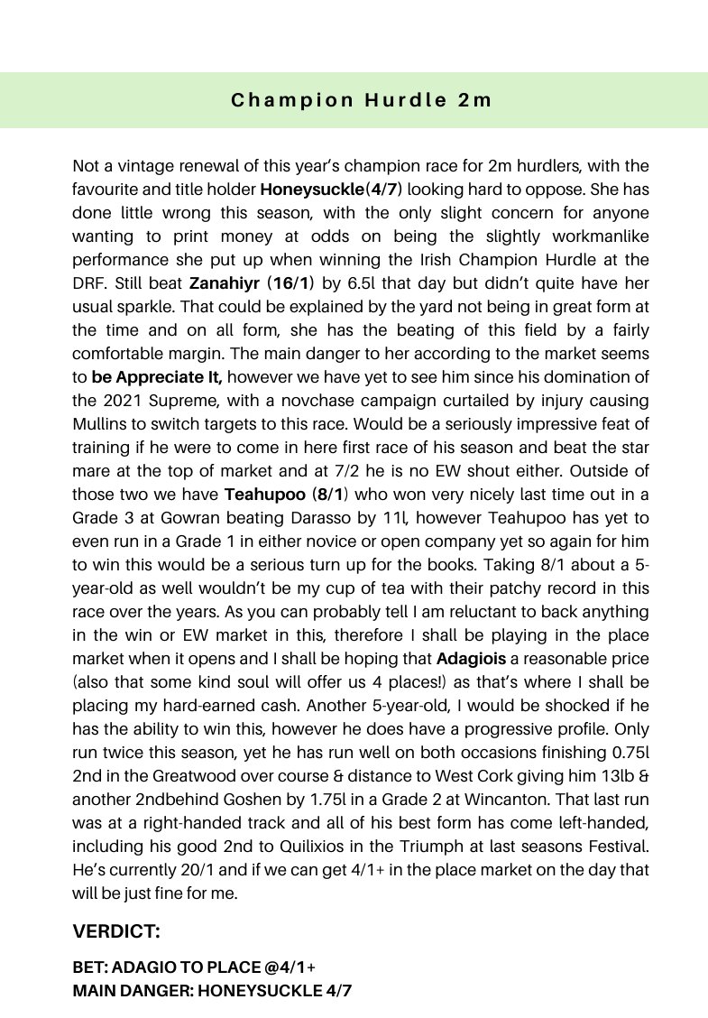 MaxBets10's tweet photo. It's finally here! Day One of the Cheltenham Festival previewed below, final tips to follow tomorrow morning! Goodnight &amp; good luck 🍀 https://t.co/uJ4wSVkSks