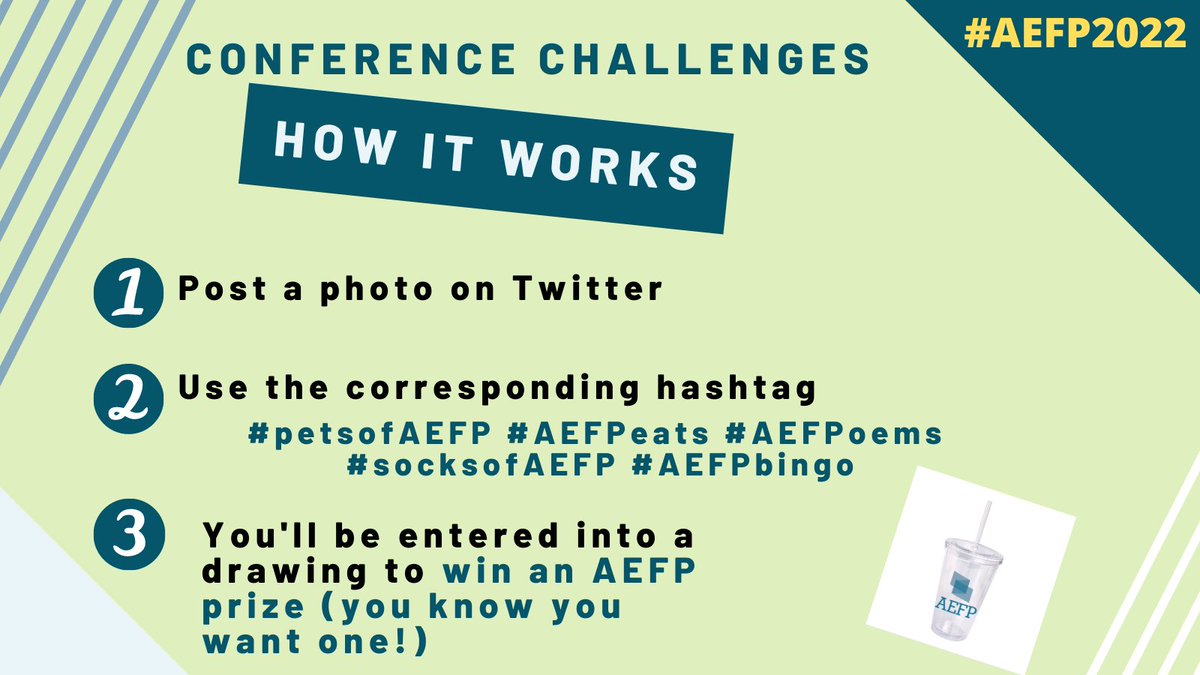 aefpweb's tweet photo. Don’t forget to participate in our #AEFP2022 conference challenges for a chance to win an AEFP prize! #petsofAEFP #AEFPoems #AEFPeats #socksofAEFP #AEFPbingo https://t.co/OHrFNBsULF