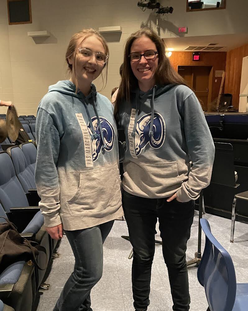 HightstownBand's tweet photo. Jenna and Ms O’Dea twinning at the first dress rehearsal for Addams https://t.co/TM67lxpQHc