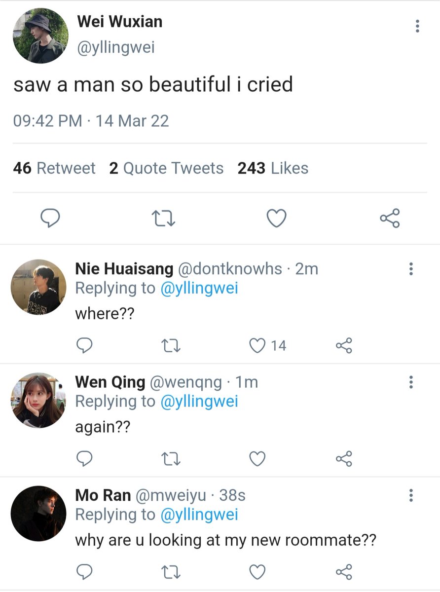 lightonbts's tweet photo. wangxian &amp; ranwan socmed au ✨

crossover where their college lives are full of unexpected drama and everything is pure chaos from the moment they meet https://t.co/BLHbSbmECG