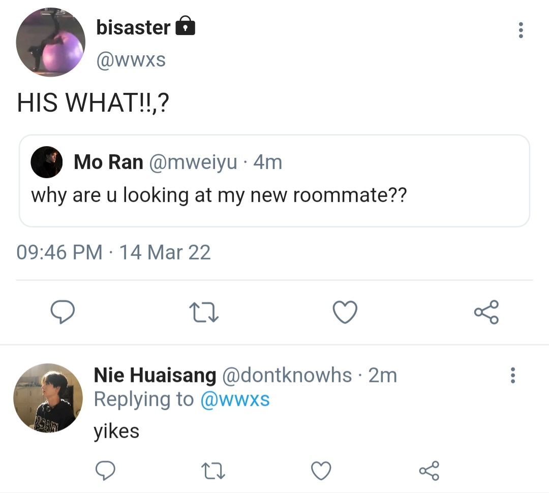 lightonbts's tweet photo. wangxian &amp; ranwan socmed au ✨

crossover where their college lives are full of unexpected drama and everything is pure chaos from the moment they meet https://t.co/BLHbSbmECG