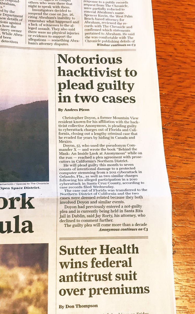 tigerbeat's tweet photo. I first saw @andpicon story in today’s @sfchronicle four days after it was online. @FreeCommanderX_ will plead guilty to hacking of Santa Cruz & Orlando, FL sites not #opbart https://t.co/b97sILXsf1 #sfbart #Anonymous https://t.co/W0dKCmgB8x