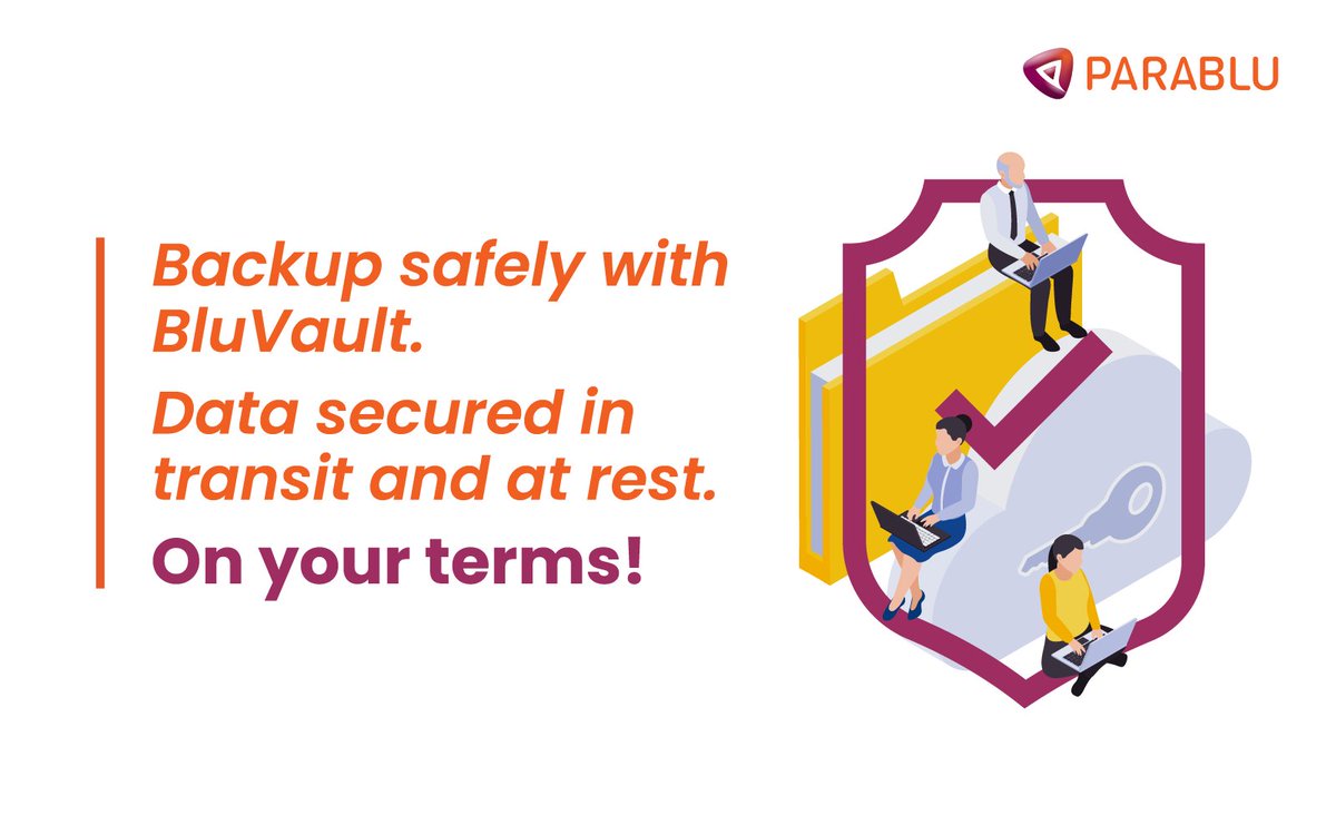 ParabluInc's tweet photo. BluVault backs up #data ensuring total #datasecurity both during transit and at rest with #ZeroKnowledgeEncryption.  Learn more - https://t.co/CBQmGqBlDP https://t.co/1XcZPYX5m3