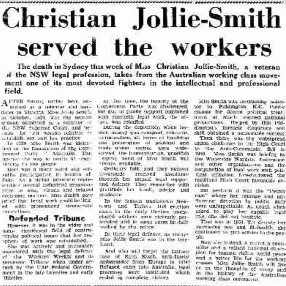 auscommunist's tweet photo. On this day on the 15th of March, 1885, Christian Jollie Smith, a founder of the Communist Party of Australia, was born. From Parkville, Melbourne, they became the second woman to be admitted as a solicitor in NSW in 1924, notably working with tenants &amp; striking workers. https://t.co/09vgPD2WTM