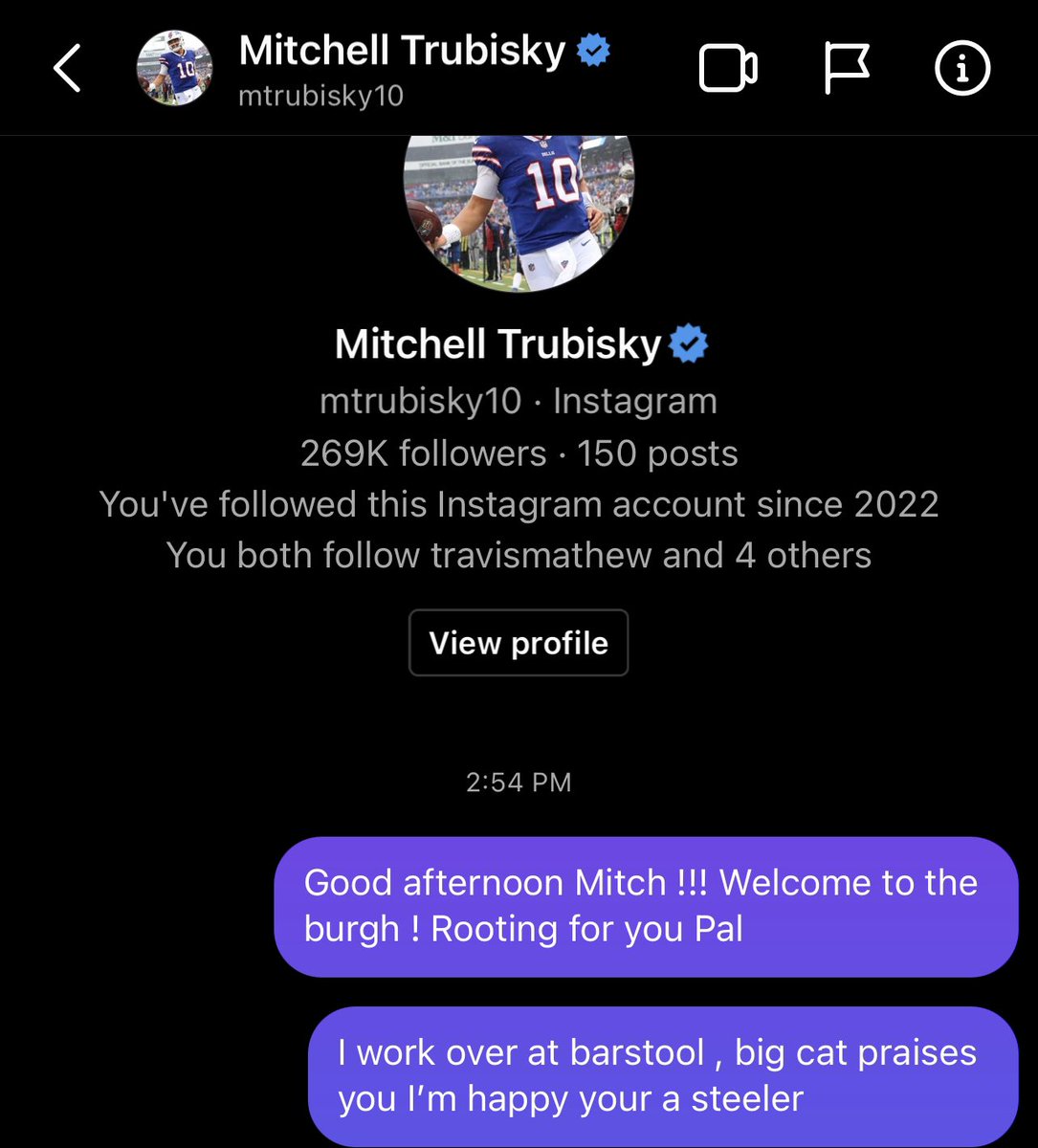 Jerrythekid21's tweet photo. Not off to the best start. No response in 8 hours. Must be busy. @Mtrubisky10 must be a leave you on read guy . I respect it tho. #moneymitch https://t.co/znOrnvZovU