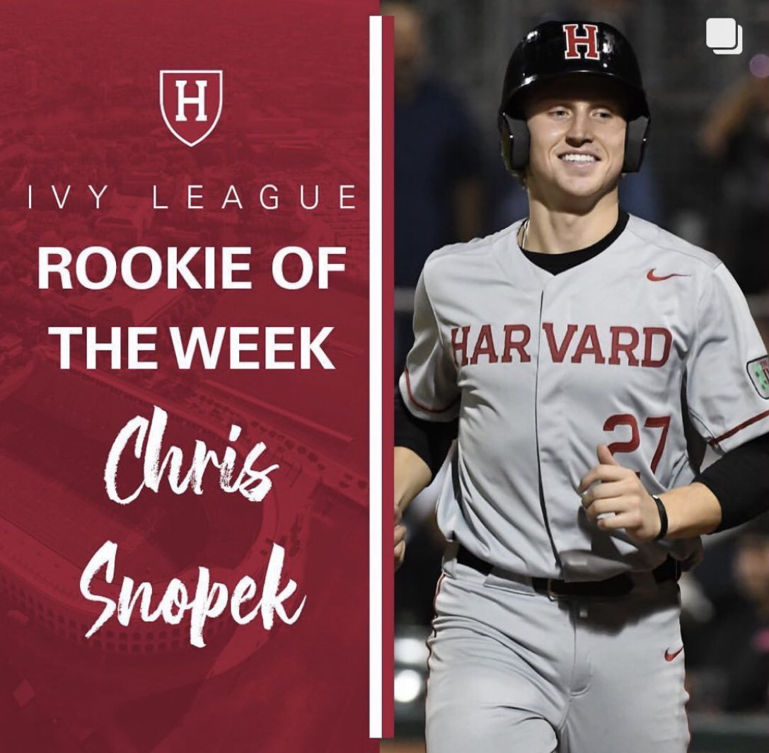 MRAAthletics's tweet image. Congratulations to former @MRABaseball standout and current @HarvardBaseball player @Chris_Snopek on being selected as Ivy League Rookie of the Week. 

#NextLevelPats