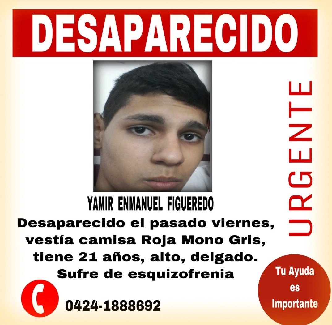 #PescadoresDePaz Por favor ayúdenme a difundir esta imagen joven desaparecido. Estaba en Macarao Caracas cuando desapareció. Si alguien lo ve avisar 🙏🙇‍♀️. @1412Yolis @VTVcanal8 @MechinaVilma_ @SARUMAN1 @TarekWiliamSaab @GNBCmdtGral @GAC_GNBMACARAO @4F_Mamba