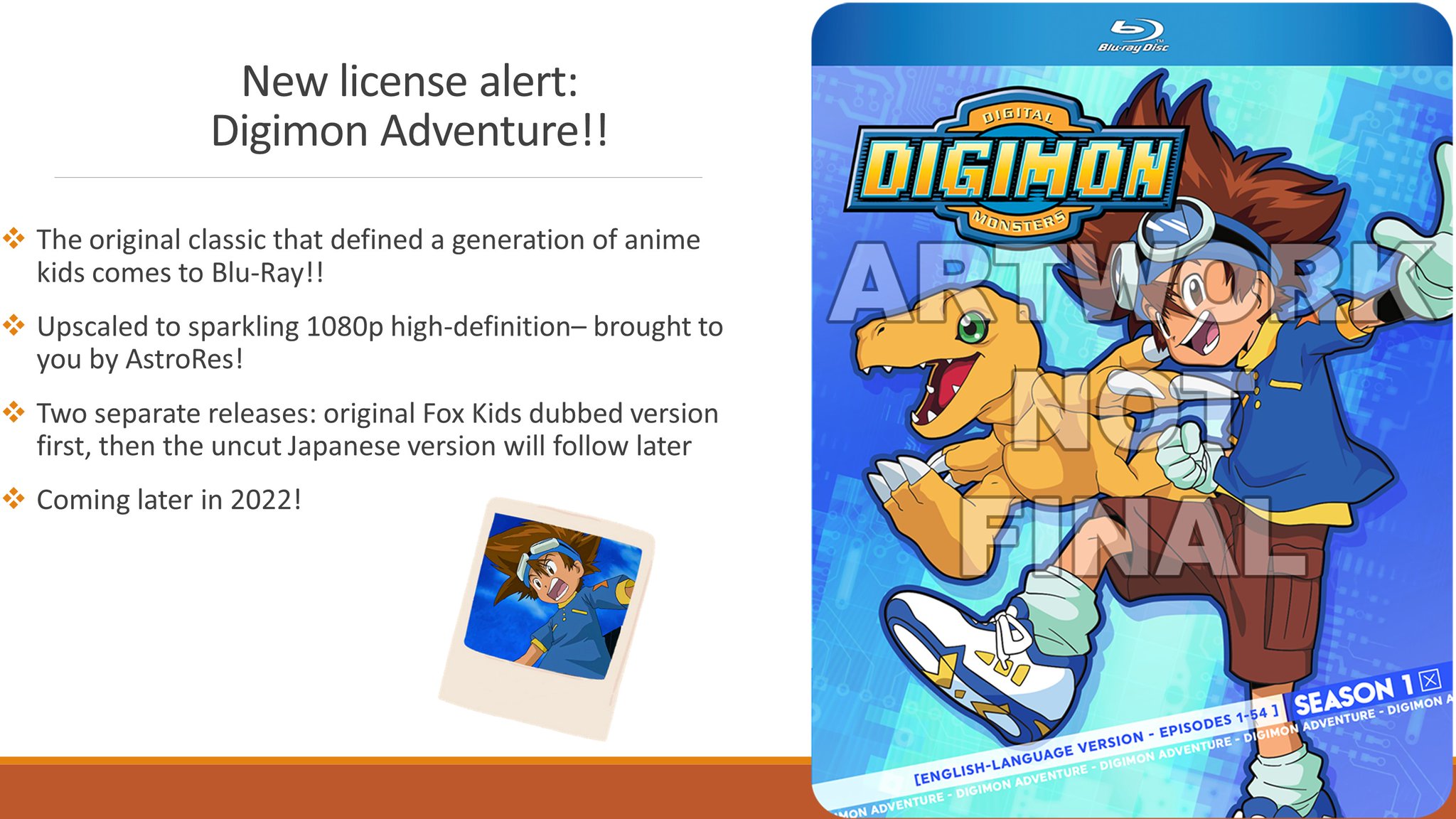 Discotek Media - Coming December 27th 2022! Digimon Adventure the original  English language first series on Blu-ray! Rightstuf pre-order link:    English dub, English closed