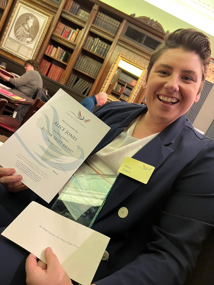 So, so happy to hear my good friend Alice Jones @alic3jones won the HRH Princess Royal prize for her outstanding work with prisoners with Learning difficulties. @ButlerTrust @fmspear @TheErwinJames @SimonJShepherd @G4S @lottyvarney @InsideTimeUK