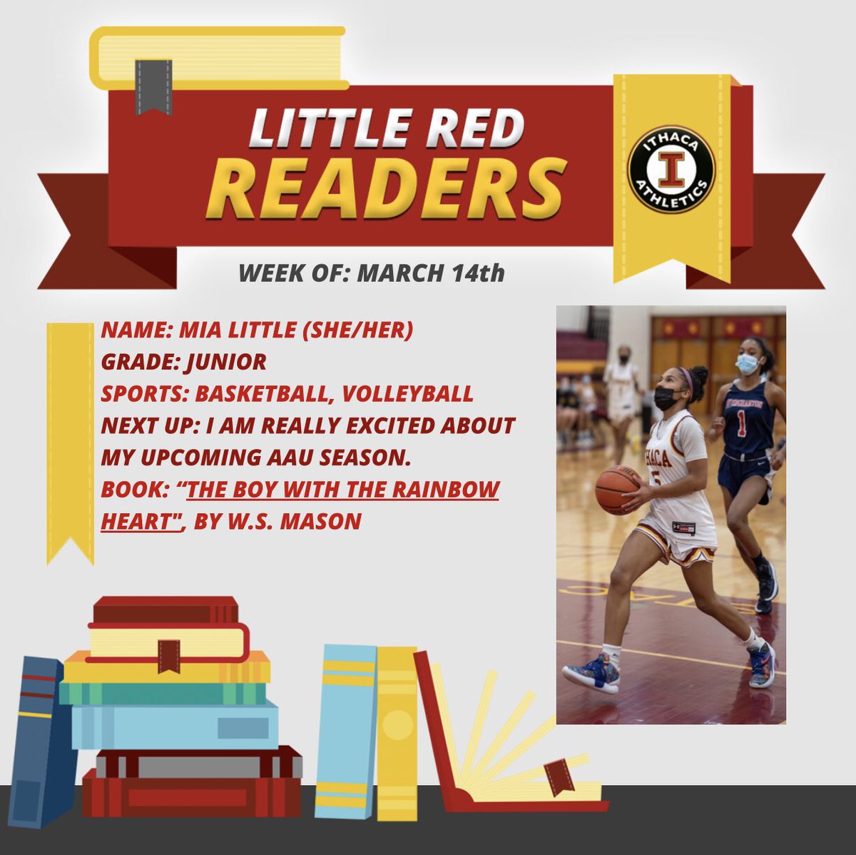 Did you guess <a href="/IthacaGirlBBall/">Ithaca Girls BBall</a> star duo Sophia Escalante and <a href="/mia_little5/">mia</a>? 

These two read “The Boy with the Rainbow Heart,” by W.S. Mason—a beautiful story about acceptance, love, and kindness🌈💜

flipgrid.com/s/MR63zdWyaV7w

@AthleticsICSD <a href="/IthacaNYSchools/">Ithaca City School District</a>