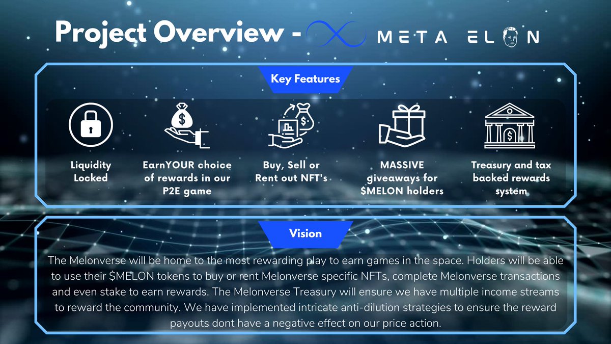 MetaElon1's tweet photo. @MoonShotsGuy Would love if you had a look at our token…we have such a low market cap and have shown steady growth since launch. We are currently developing our own Metaverse and NFT collection that will be fueled by our $MELON token https://t.co/V2VPOiVOm9