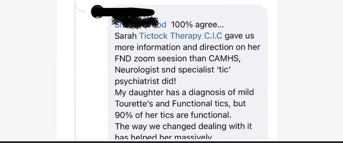 Tictocktherapy's tweet photo. When you stumble upon this kind of feedback on a different Facebook page 💚
#educate #empower #advocate #functionaltics
#suddenonsetoftics #FMD #workshop https://t.co/xHrx8EXf42