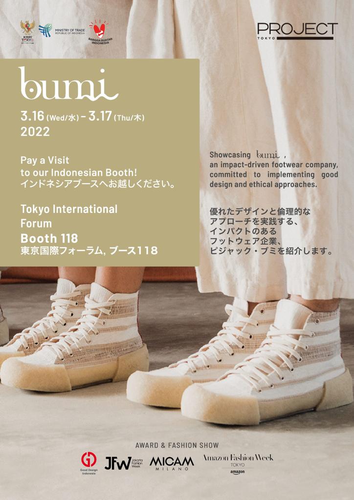 KBRITokyo's tweet photo. 2022年3月16日(水)～17日(木)
１０.００〜１９.００
東京国際フォーラム, ブース１１８
インドネシアブースへお越しください。

優れたデザインと倫理的なアプローチを実践する、インパクトのあるフットウェア企業、ピジャック・ブミを紹介します。 https://t.co/PZGWXZ076g