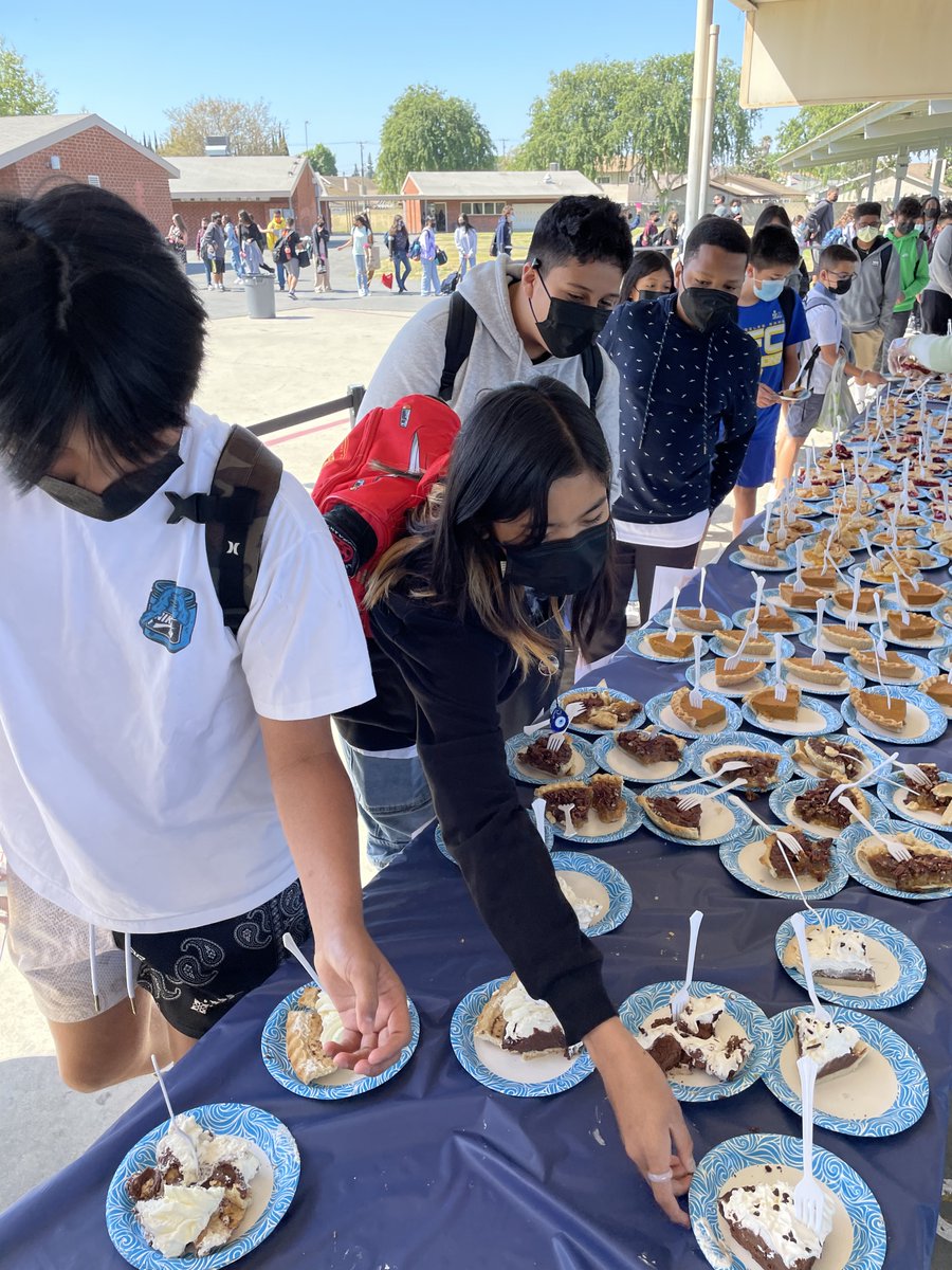 HaskellAcademy's tweet photo. Huge happenings at Haskell today! The students celebrated 🥧π Pi Day today with pie! π🥧 We also opened our student union today with March madness brackets! #abcstories https://t.co/9qgXshAPkX