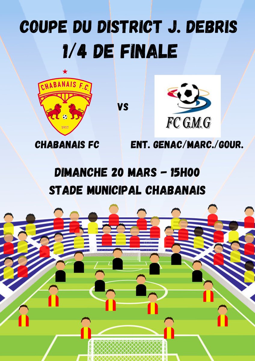 ChabanaisFC's tweet photo. Venez nombreux nous encourager 💪🏼 #CFC ❤️💛 https://t.co/frGKYOAggA