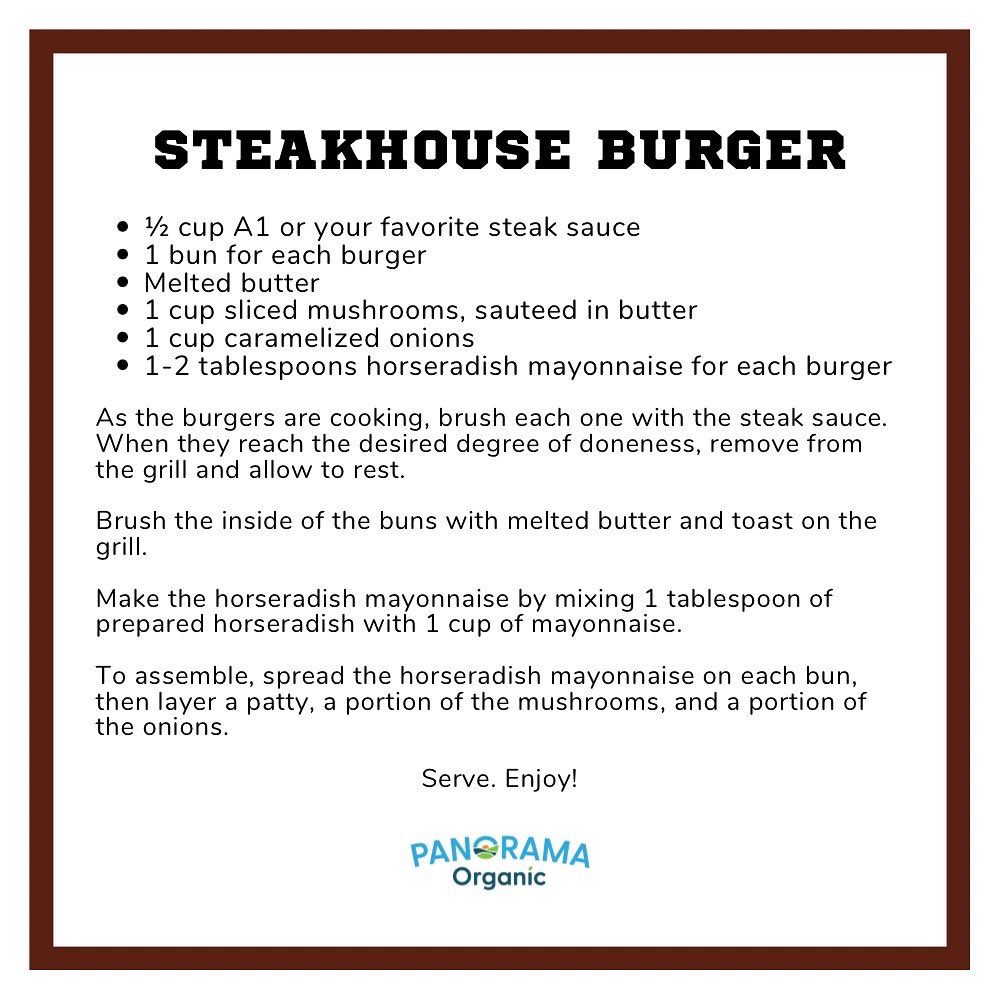 PanoramaOrganic's tweet photo. #recipe5 The Steakhouse Burger 🤩
vote on your favorite March 18th!
#MarchMadness #burgerbracket #giveaway https://t.co/4ZJayEtzSO
