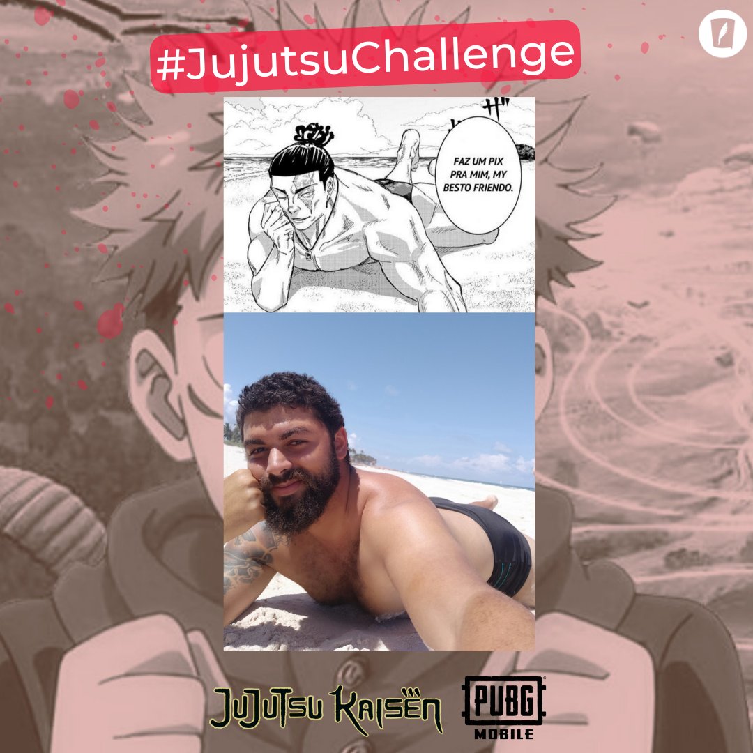 sucodm's tweet photo. #JujutsuChallenge já está rolando!

👉 Aoi Toudou por Henrique Brito / @carcajuuu no Instagram

Não se esqueça de checar o evento de Jujutsu Kaisen em PUBG Mobile e complete a tarefa para ganhar um item permanente!

#PUBGMOBILE #PUBGM https://t.co/iVzz3QV2gB