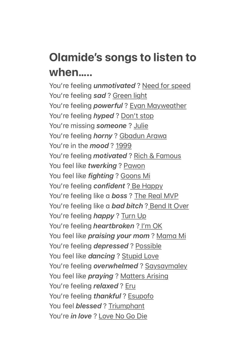 Olamide’s playlist for y’all 🤍