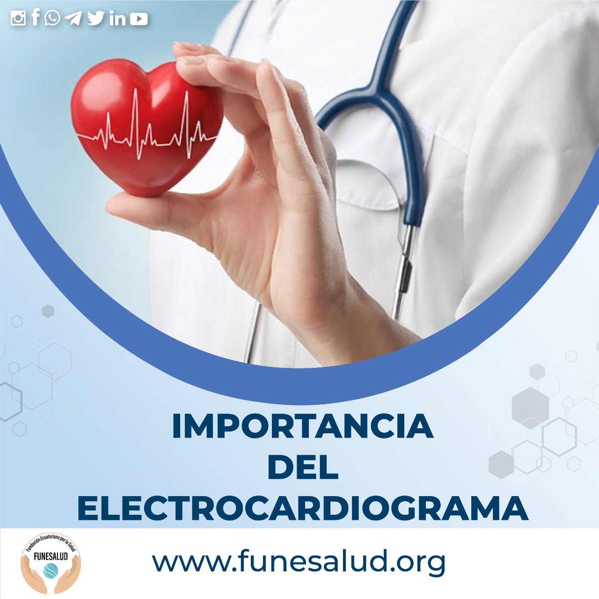 FuneSalud's tweet photo. 𝐈𝐌𝐏𝐎𝐑𝐓𝐀𝐍𝐂𝐈𝐀 𝐃𝐄𝐋 𝐄𝐋𝐄𝐂𝐓𝐑𝐎𝐂𝐀𝐑𝐃𝐈𝐎𝐆𝐑𝐀𝐌𝐀 🫀
El electrocardiograma es un método de diagnóstico, consiste en medir la actividad eléctrica del corazón en reposo, los latidos produce una actividad eléctrica y el electrocardiograma nos permite registrarla. https://t.co/tIRpfEivJs