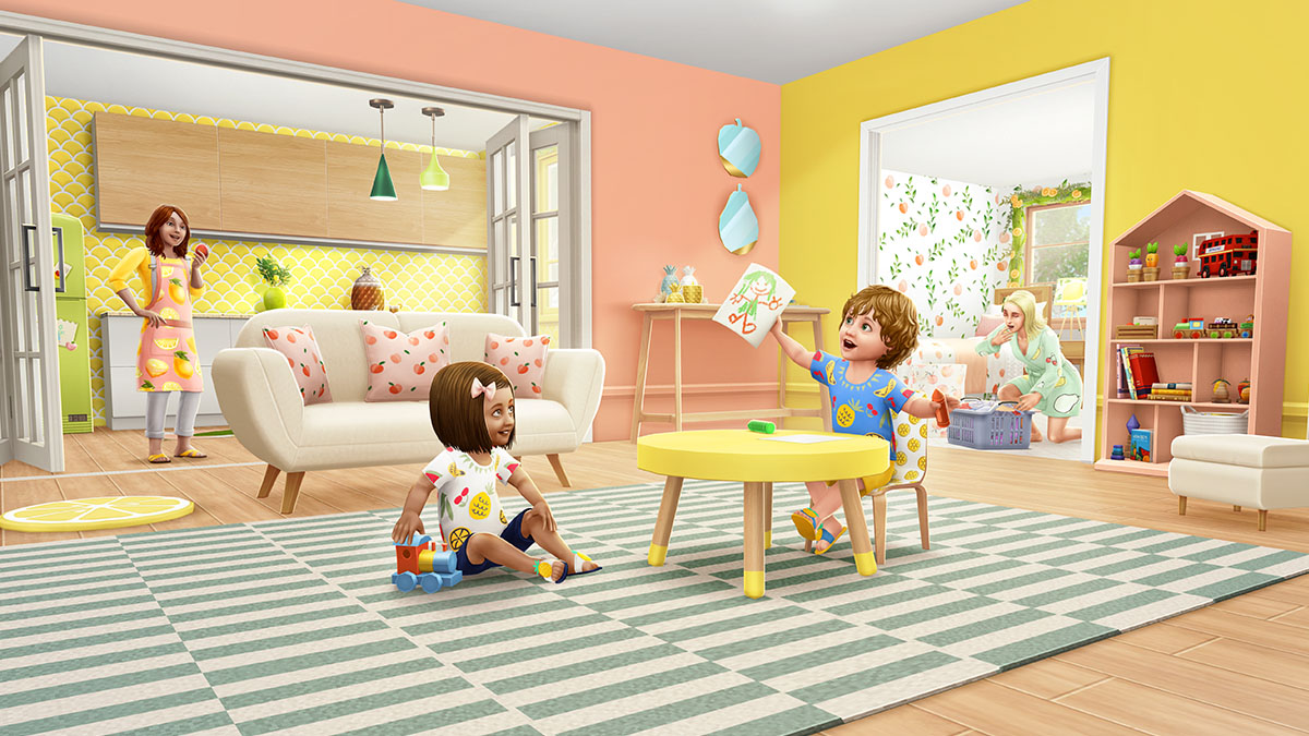 TheSimsFreePlay's tweet photo. When life gives you lemons, redecorate with Tutti Frutti interior design! Enjoy the delicious eye candy of zesty fruit patterns, Scandi-inspired décor and whimsical color combinations in our latest update, out now. 🍋 https://t.co/v5lLOOMhSr