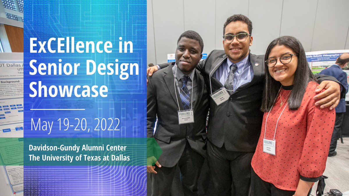 ECEFD1's tweet photo. It's time to get your teams ready for the ExCEllence in Senior Design Showcase! The showcase will take place at the Davidson-Gundy Alumni Center in Dallas, TX May 19-20, 2022. Learn more and submit your interest form today: https://t.co/oh93KS6Dp4 @ECEDHA https://t.co/ULC3qcebXA