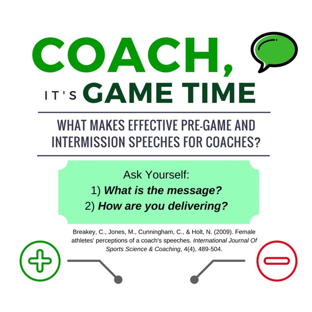 PYDsportNET's tweet photo. Coaches, ever wonder what makes a good pre-game or intermission speech? Read on to find out! 📣 #coaching #PYD #sportscience https://t.co/MLhzfXISqH