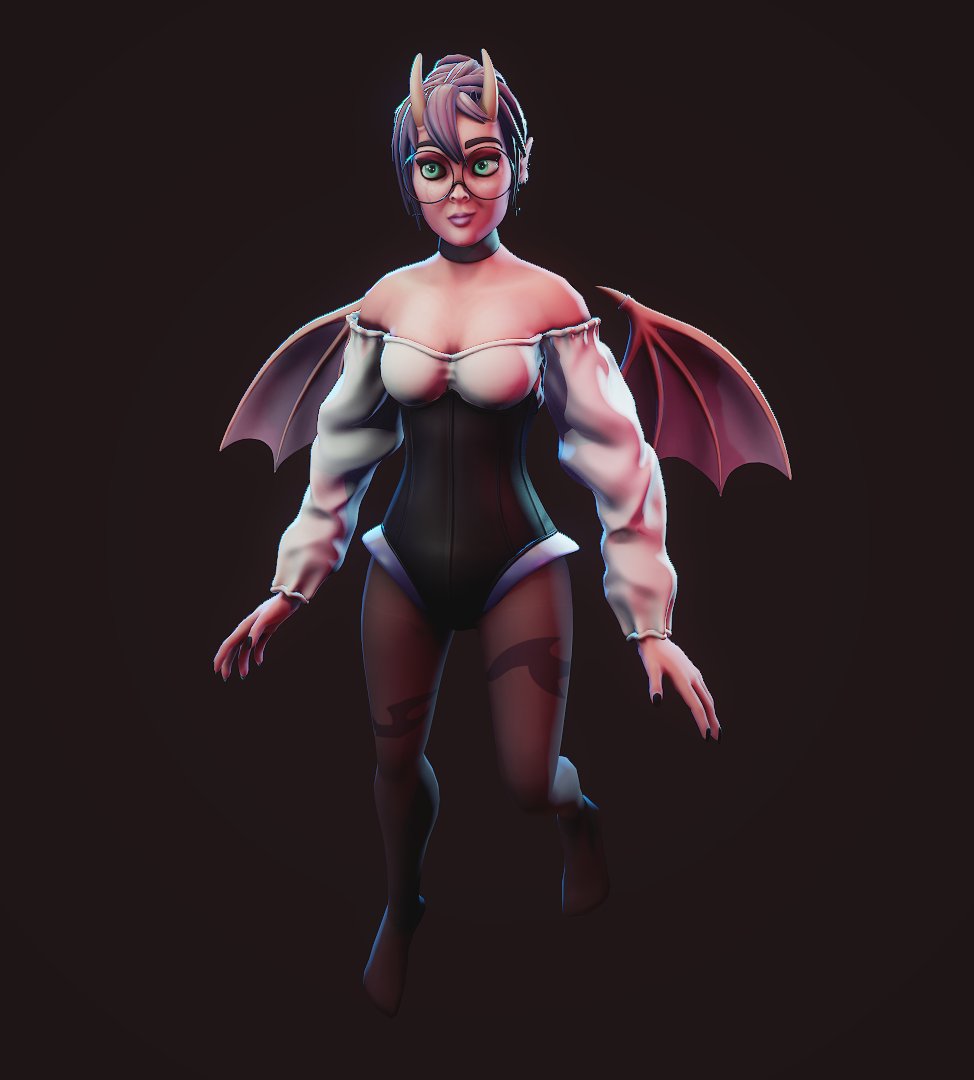 FosterLysander's tweet photo. It's been a damn long time coming, but it's done!
My take on the wonderful @luciferinq 's kindly loaned Succubus Bartender all wrapped up and well worth the time and effort, rendered in @marmosetco ! --> https://t.co/hoitUX88T7
#zbrush #3dart  #stylizedart https://t.co/ukeDEHZoYx