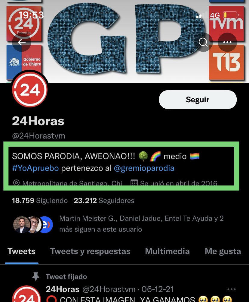 Y_Ox's tweet photo. @24Horastvm 😅🤣🤣🤣🤣! Enseria nadie se da el tiempito de revisar el perfil ? 

Wena ! @24Horastvm ! https://t.co/TiPzOmVFFr