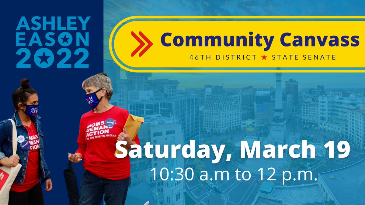 Ashley_B_Eason's tweet photo. Would love to see you for canvassing this Saturday morning from 10:30a - noon #INDems!
Sign up: https://t.co/rwRyIB72vI
It's time to participate in your local elections. It's moment. It's a movement. #INSD46 #SD46 https://t.co/YHTPKfMicJ