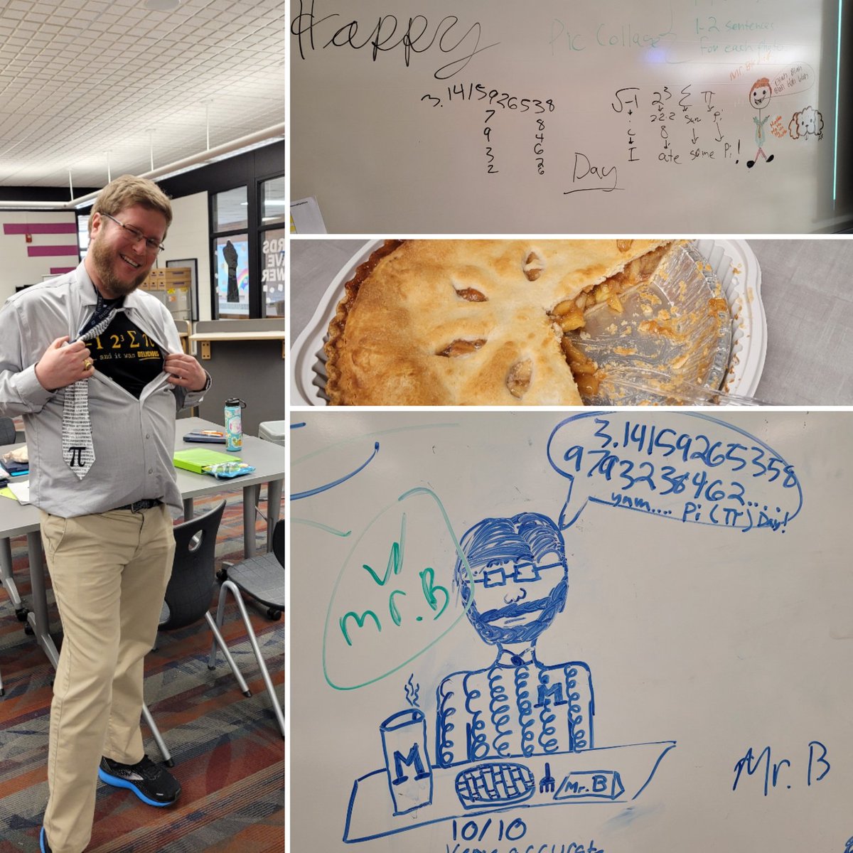 Mister_Burdick's tweet image. Sum of my #PiDay2022 favorite memories with my @BeachMiddle students! #mathhero #proudmathematican #proudeducator 🥧👨🏼‍🏫