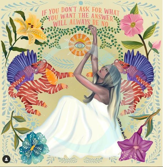 VisionsInBlueI2's tweet photo. You get in life what you have courage to ask for 🌻💗
 #oracleofvisions #oracle #tarotart #magicart #womenempowerment #divinefeminine #sacredfeminine #moonchild #floralart #patterndesigner #tigerart #womanrising #upliftingquotes #celestialart #positivequotes #mentalhealthmatters https://t.co/eypLa706YC